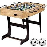 GAMES PLANET Tischfussball „Belfast“, klappbar, Farbe: Holzdekor hell, nahtlos hochgezogene Spielfeldecken, inkl. 2 Bälle, Kicker Kickertisch Tischkicker