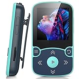 AGPTEK MP3 Player Bluetooth 5.3 Sport 32GB mit 1,5 Zoll TFT Farbbildschirm, Mini Musik mit Clip, Unterstützt bis 128GB SD Karte, mit unabhängiger Lautstärketaste, FM Radio, Schrittzähler, Blau