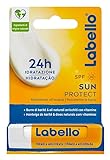Labello Sun Protect Lippenbalsam SPF30 5.5 ml Lippenbalsam mit UVA/UVB-Filtern, Bienenwachs und natürlichen Ölen, Lippenbalsam feuchtigkeitsspendende Sonnencreme für 24 Stunden