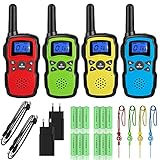 Wishouse Funkgerät Kinder, Walkie Talkie 4er Set, PMR446 Wokie Tokie Aufladbar mit 2 USB Ladegeraet Taschenlampe, Draußen Camping Spielzeug, Geschenke Jungen Mädchen ab 3 4 5 6 7 8 Jahre