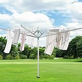 Innotic Wäschespinne für Draußen mit 56m Wäscheleine und Bodenhülse, Rostfreier Stahl, Wasserdicht, Höhenverstellbar Garten Wäscheständer für Traglast 28 kg Wäscheladungen