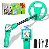 Metalldetektor Kinder, USB-Schnell Aufladbarer Metal Detector Kids, Mit Ton & Vibration, Leicht & Benutzerfreundlich, Goldbergbau-Display, Ideal für Kinder & Einsteiger, Mintgrün