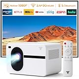 Mini Beamer Full HD 1080P mit 4K Unterstützung, WiFi Bluetooth Beamer mit motorisiertem Zoom, 30-200 Zoll Projektionsgröße, Kompatibel mit iOS/Android/Laptop/HDMI/USB (Weiß)