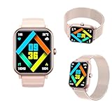 Wizvox 2025 Fitness Uhr Damen - 𝐁l𝐮𝐭𝐳𝐮𝐜𝐤𝐞𝐫 Uhr Smart Notifications 1.9' Gesundheitsuhr Mit EKG Sport Und Fitness F330716,MilanGold