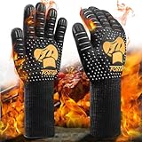 FORTRY Grillhandschuhe Hitzebeständig Bis 800°C，Ofenhandschuhe rutschfest，Backhandschuhe Kochhandschuhe Atmungsaktiv,Feuerfeste Handschuhe Topfhandschuhe Kamin，für Grill BBQ (M-XL)