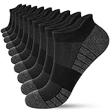 HIYATO 10 Paar Sneaker Socken Herren Damen, Atmungsaktive Sportsocken, Baumwolle Laufsocken Kurz (43-46, Schwarz)