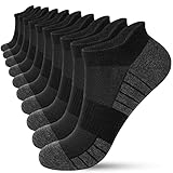 HIYATO 10 Paar Sneaker Socken Herren Damen, Atmungsaktive Sportsocken, Baumwolle Laufsocken Kurz (43-46, Schwarz)