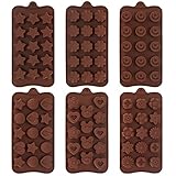 6 Stk Pralinenformen Silikon, Backformen Set Silikon zum Backen, Schokoladenform, Eiswürfelform, Fondant Kuchen Formen für Herstellung Schokolade Muffin Cupcake