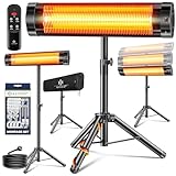 KESSER® Infrarotstrahler Heizstrahler Terrassenstrahler 2500W mit Fernbedienung inkl. Schutzhülle höhenverstellbarem Teleskopstativ Wickeltischstrahler Terrassenheizer Quarzstrahler Infrarot