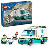 LEGO City Rettungswagen - Spielzeug mit 2 Minifiguren (Skateboarder und Fahrer) - Lernspielzeug für Jungen und Mädchen ab 5 Jahren - Geschenkideen zum Geburtstag und für die Feiertage 60451