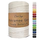 OurTop Premium Makramee Garn Natur, 2mm x 500m Macrame Cord Makramee Schnur Makramee Kordel, Garn für DIY Handwerk, Weben Dekoration, Hängepflanze Pflanze Aufhänger