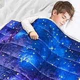 Solfres Gewichtsdecke für Kinder, 90 x 120 cm, Minky-Druck, schwere Decke für Kinder und Jugendliche, die schlafen, ultraweich und gemütlich, Sterne, sensorische Gegenstände zum Schlafen