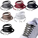 Fasood 6 Paar Schnürsenkel Ohne Binden - Elastische Schnürsenkel mit Metallkapsel, Gummi Schuhbänder Schnellverschluss, Gummischnürsenkel für Sneaker, Laufschuhe, Sporschuhe