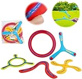 deAO 5-teiliges Buntes Bumerang für Kinder, Rückkehr Boomerang-Sportspielzeug, Frisbee Ring für Anfänger und Junge Werfer