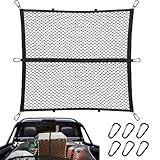 Hochelastisches Gepäcknetz 120x120cm (dehnbar bis 210x210cm) - LKW-Bett-Organizer mit 6 Stahlkarabinern fürs große SUVs, Transporter, Busse, Vans • Ladungssicherung, Einlagige