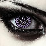 DESIGNLENSES, Farbige violett schwarze Halloween Hexen Kostüm Pentagramm Kontaktlinsen, 1 Paar (2 Stück),weiche Farblinsen lila ohne Stärke, 'Ciel'