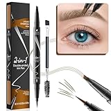 Augenbrauenstift, Augenbrauenstift Wasserfest, 2-in-1 Dual-Ended Microblading Augenbrauenstift, Wischfest Eyebrow Pencil Kann Leicht Natürliche Augenbrauenfarbe (01 Hellbraun)