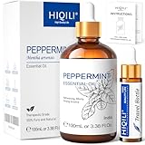 HIQILI Pfefferminzöl Ätherisches Öl 100ml, 100% Reines Natürliches Minzöl, Belebend Peppermint oil, Aromatherapieöl für Diffusor, Duftlampe, Haar, Hautpflege