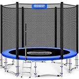 Monzana® Trampolin Ø 366 cm TÜV SÜD GS Zertifiziert Komplettset inkl. Sicherheitsnetz, Leiter, Randabdeckung & Zubehör - Kindertrampolin Gartentrampolin