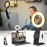 New Ringlicht LED Videolicht Dauerlicht Laptop PC,Evershop 5” Streaming Licht mit Stativ&Handyhalter 3 Lichtfarben+10 Helligkeiten 360°Drehbar Videokonferenz Licht für Tiktok Zoom YouTube Live Stream