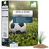 1kg Rasensamen Sport und Spiel schnellkeimend 40m², robust, tiefgrün, ideal für Neuansaat und Nachsaat, Rasensaat Grassamen Frühjahr