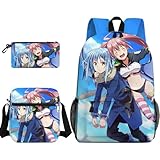 DEXSHUN Anime Rucksack Rimuru/Shion/Milim/Benimaru Schüler Schulranzen Große Federmäppchen Crossbody Tasche Manga Schulrucksack für Kinder Teenager Jungen Mädchen