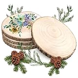 Scettar Holzscheiben 4 Stück, 18–20 cm und eine dicke von 15 mm Baumscheibe Holzplatte Rund für Tafelaufsätze DIY-Hochzeitsdekorationen Aus Holz Gemälde Untersetzer & zum Basteln