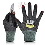 DEX FIT Level 5 Cut Schnittfeste Handschuhe Cru553, 3D Komfort Stretch Fit, Grip, Strapazierfähiger Schaumnitril, Smart Touch, Dünn & Leicht (Cut 5 Cru553 Black Grey, M(1 Pair))