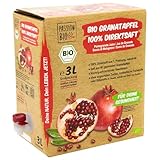Bio Granatapfelsaft, 3 Liter, naturtrüb – 100% Bio Granatapfel Direktsaft aus 40 Granatäpfeln – in Deutschland abgefüllt – fruchtig, erfrischender Geschmack – kein zugesetzter Zucker (lt. Gesetz)