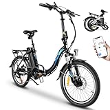 KAISDA E-Bike Klapprad 20“ Elektrofahrrad, Aluminium, mit 250w Motor 36V 13Ah Li-Ion Akku, Reichweite bis zu 100km, 7 Gang, E-citybike, 22kg (Black)
