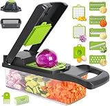 LKEVREG Gemüseschneider, 15 in 1 Gemüsehobel Multifunktions Vegetable Chopper Dicer, Gemüse Schneider mit 7 Auswechselbaren Klingen Würfelschneider für Hobeln Von Obst Gemüse, Grau Knoblauch (Grau)