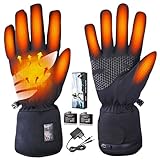 Beheizte Handschuhe Liner Damen Herren, Wiederaufladbare Akku Beheizte Handschuhe Dünne mit Heizung Touchscreen Wasserdicht für Ski Angeln Reiten Wandern Camping Handwärmer (S)