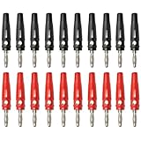 20Pcs Premium Bananenstecker, Steckergehäuse Prüfspitze Anschlussklemme, 4mm Banana Plug Gold Überzogener, Banana Plugs, Für Kabel Boxen Endstufen Av-Receiver HiFi Stereoanlagen(Schwarz Und Rot).