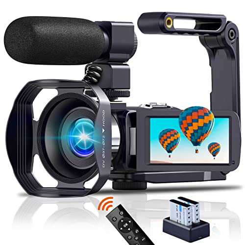 DNNAL Videokamera 4K 60FPS 48MP 18X Camcorder 3,0'' HD Touchscreen für YouTube IR Nachtsicht Vlogging Kamera mit Batterien und Fernbedienung