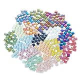 200 Stück/Beutel Quadratische Glas-Mosaik-Fliesen für DIY Handwerk Lieferanten Laser-Kristall-Mosaik-Fliesen Kreatives Kunstmaterial (Mix Color)