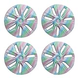 4 STK. Kompatibel for Tesla Model Y 2023-2020 Verbessertes 19-Zoll-ABS-Radkappen-Kit Original-Auto-Ersatz-Radkappe Auto-Radkappe(Color with Logo)