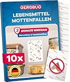 GEROBUG® Lebensmittel-Mottenfalle - 10 x geruchlose Pheromonfalle zum Fangen von Motten in allen Räumen - insektizidfreie Klebefalle mit über 12 Wochen Langzeitwirkung