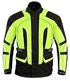 Texpeed Motorradjacke herren mit protektoren - Motorrad Biker Wasserdicht Jacke Mit Rüstung (EN 1621-1) Höhe Sichtbarkeit - Hi Vis Gelb Schwarz - 3XL