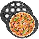 Walooza Pizzablech für Backofen – 40,6 cm Pizzablech mit Löchern, rundes Pizzablech für den Ofen, antihaftbeschichtete perforierte Karbonstahl-Pizzablech