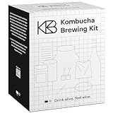 Kombucha Brewing Kit Bio, Kombucha Starter Set mit Bio-SCOBY Starterkultur und Kombucha Pilz, Gärgefäß, Bügelflasche, Bio-Rohrohrzucker und Glasstrohhalm, handgefertigt, vegan, glutenfrei, laktosefrei