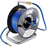 Poppstar Manuelle Druckluftschlauchtrommel aus PVC (20m+1,5m, Durchmesser (6x11,5mm)), Anschlüsse 1/4 Zoll BSPT