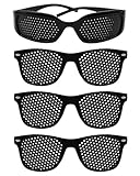 JUKOTA 4 Stück Augentrainer Lochbrille, Komfortable Lochbrille, Schwarze Rasterbrille Pinhole Glasses, Multidot Brille, Gitterbrille mit Faltbaren Bügeln für Augen-Training