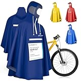 CYCLEHERO Premium Regenponcho Fahrrad SEHR GUT GETESTET - mit Reflektoren und Sichtfenster - Regenbekleidung als Damen, Herren, Regencape, 94113, L, dunkelblau