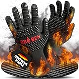 BBQ BEN Premium Grillhandschuhe Hitzebeständig Feuerfeste BBQ Handschuhe Ofenhandschuhe Kaminhandschuhe Backofenhandschuhe Topfhandschuhe