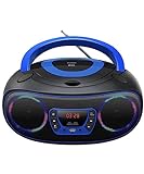 Denver TCL212BT Radio mit Bluetooth, Bluetooth Radio mit Lichteffekte, Tragbarer CD player, AUX, USB, Blau