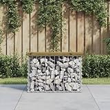 AJJHUUKI Outdoor Sitzgelegenheit-Outdoor-Bänke Gartenbank Gabion Design 63x31.5x42cm imprägniertes Holz Kiefer