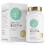 Biotin Tabletten - Hochdosiert mit 10.000 mcg D-Biotin pro Tablette - 365 vegane Tabletten im 1-Jahresvorrat - für schöne Haare und Haut - Vitamin B7 trägt zur Erhaltung normaler Haut und Haare bei