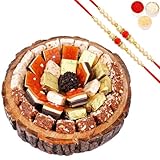 Jaiccha Ghasitaram Rakhi Gifts for Brothers Log Platter of Assorted Bites with 2 Beads Rakhis