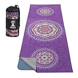 MoKo Yogamatten Handtuch, rutschfest Yoga Handtuch Auflage für Yogamatte Schweißabsorbierend Saugfähig Schnelltrocknend Yogatuch für Pilates Hot Yoga Picknick im Freien - Lila Mandala