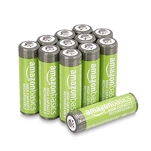 Amazon Basics AA-Batterien mit hoher Kapazität, wiederaufladbar, 2400 mAh, vorgeladen, 12 Stück